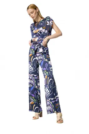 Caroline Biss PURPLE PRINT LOOSE FITTING STRAIGHT TROUSERS